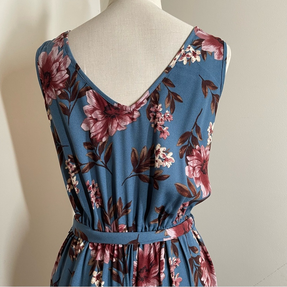 Xhilaration Womens Dk.Teal Floral Print Button Front- SZ S - Sleeveless Jumpsuit - Picture 7 of 11